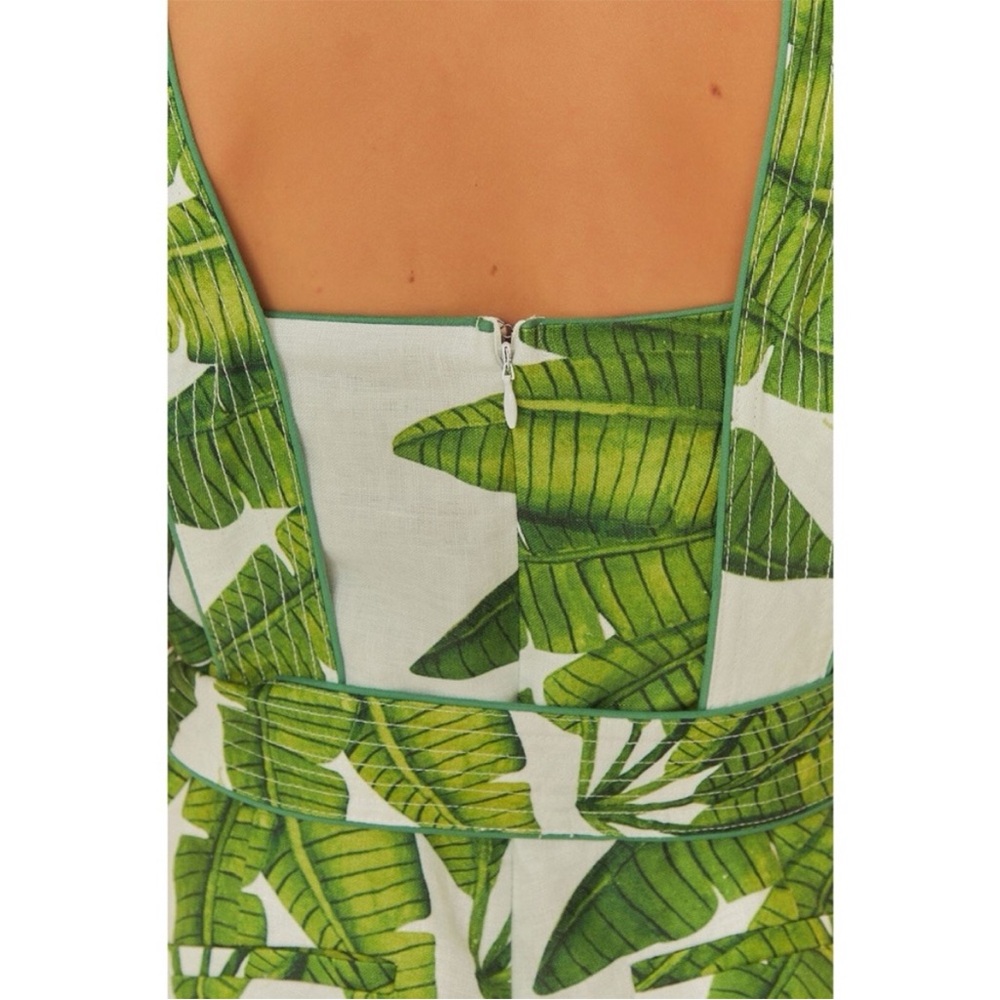 Farm Rio Palm Fan Off-White Jumpsuit NWT Size M Linen - Picture 12 of 15